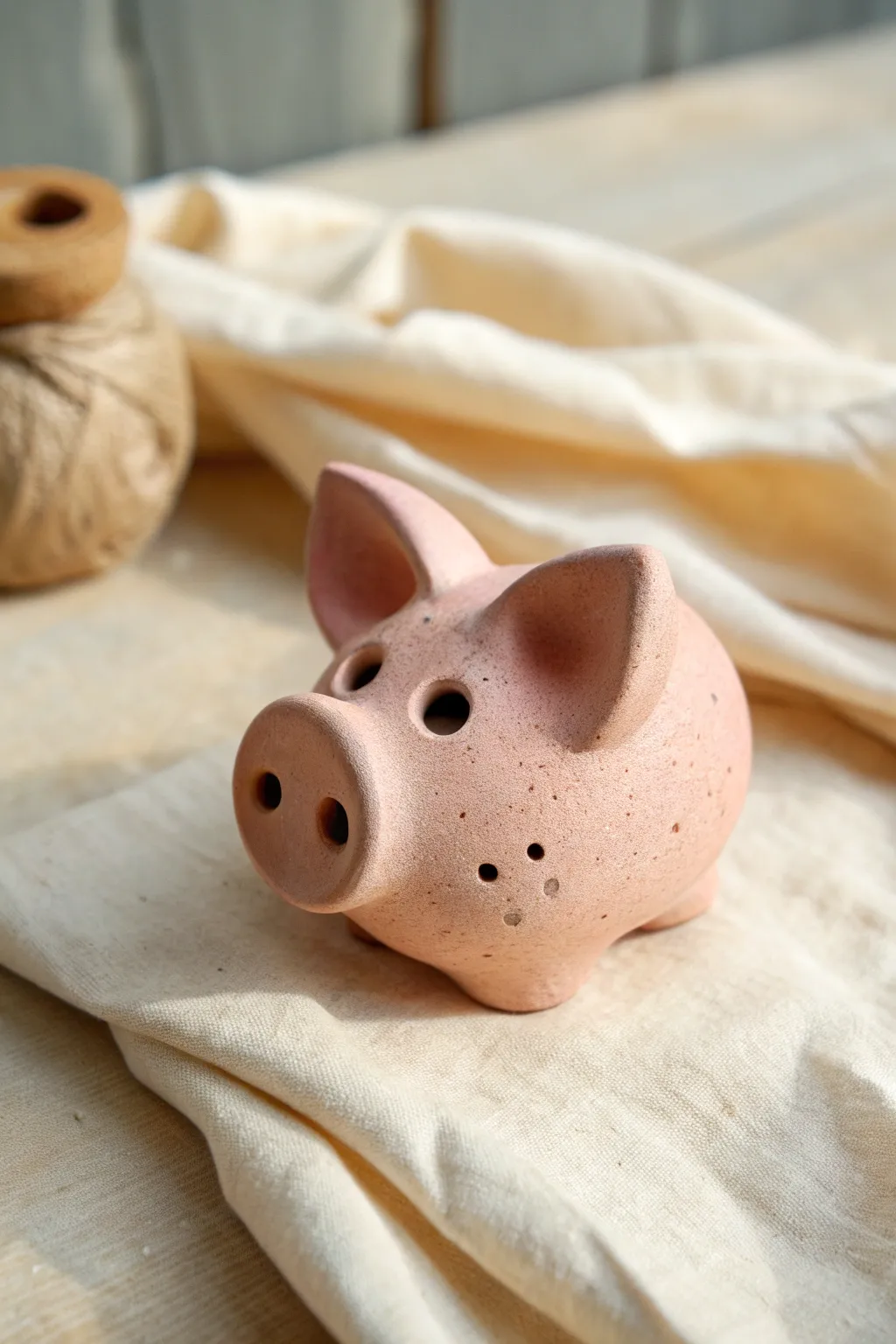 Cute pig snout clay whistle with big ears, simple glaze, and a clean Scandinavian boho vibe.