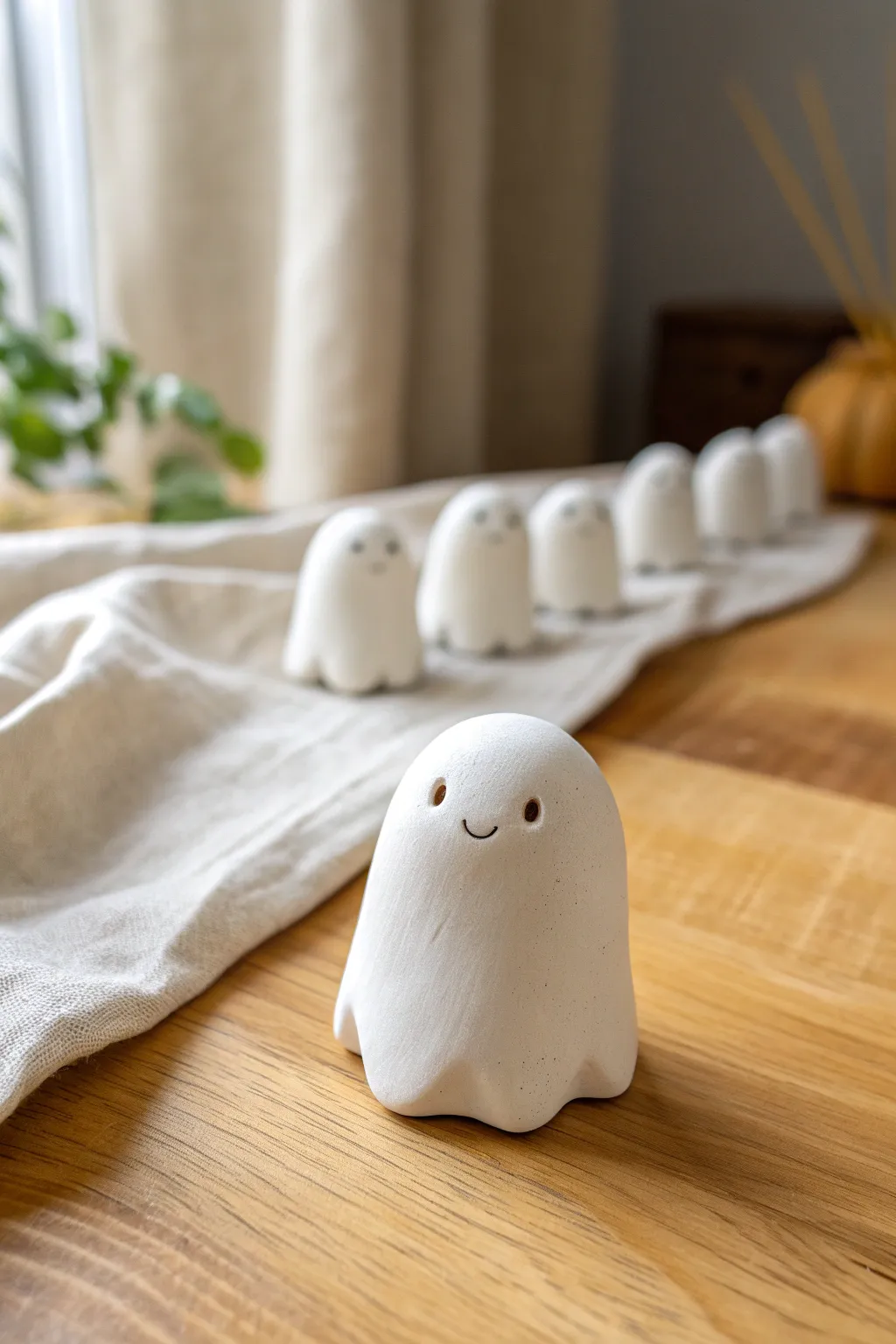 Batch-make these tiny matte white clay ghosts for an easy, adorable minimalist display.