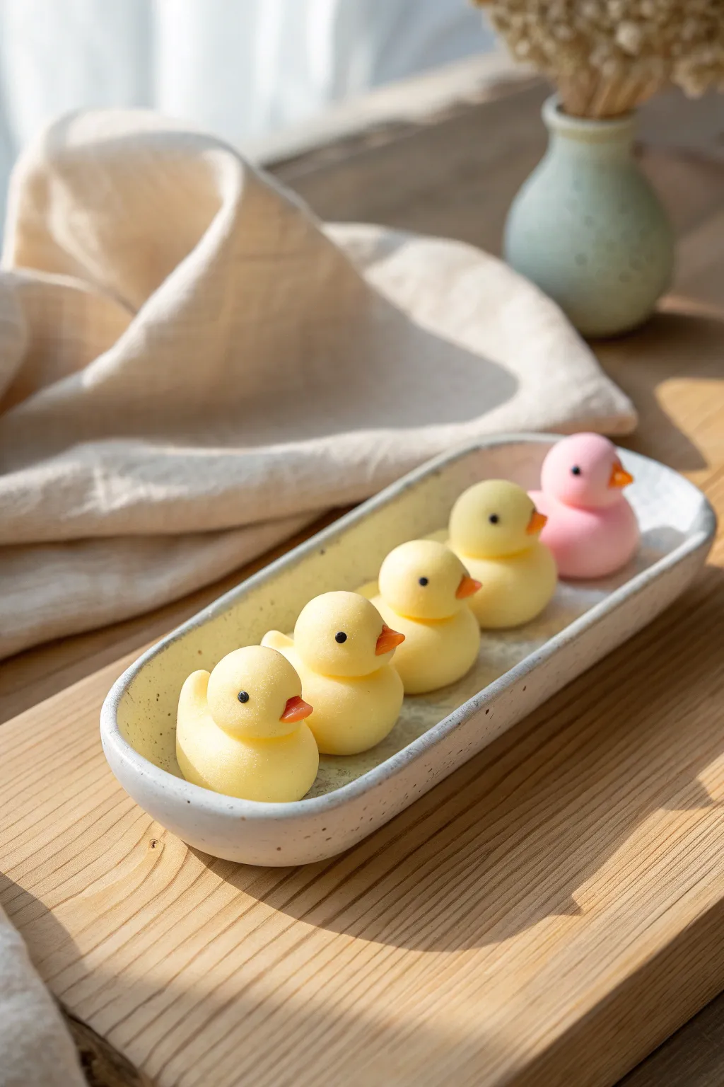 Pocket Duckling Parade: sweet foam clay minis in sunny yellow, lined up for instant charm.