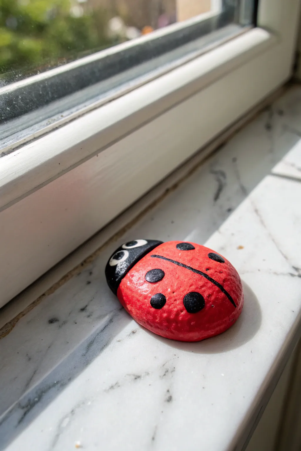 Sweet air-dry clay ladybug magnet for kids, bold colors and simple shapes for fridge fun
