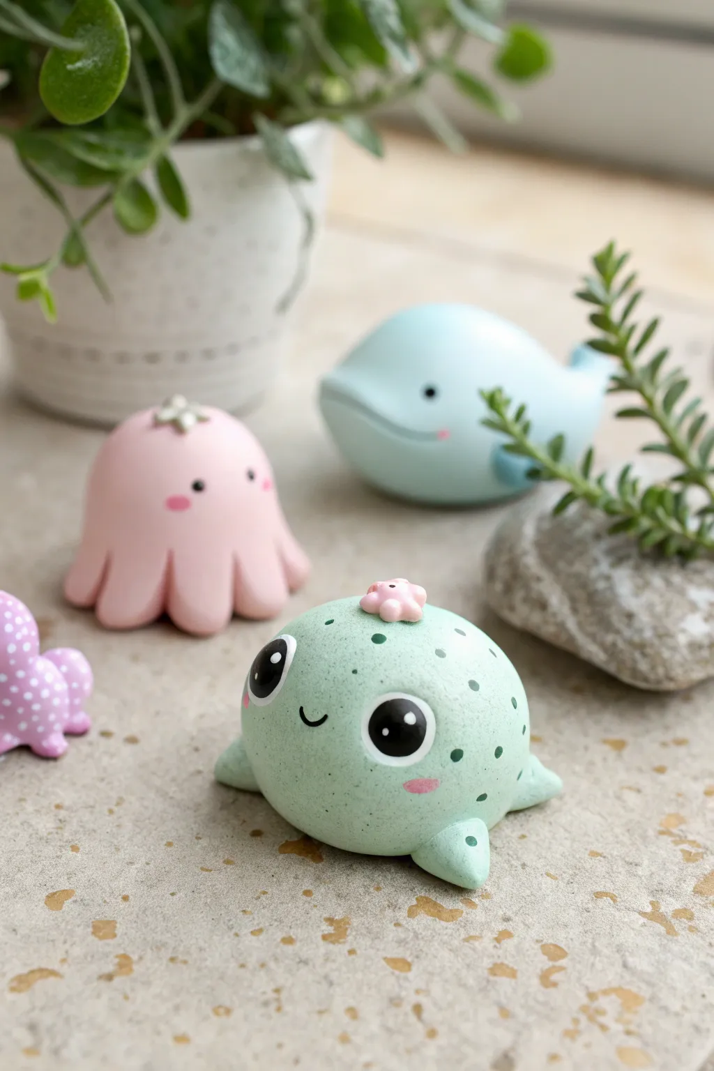 Pastel mini animals from simple ovals and balls, sweet Scandinavian styling for beginners.