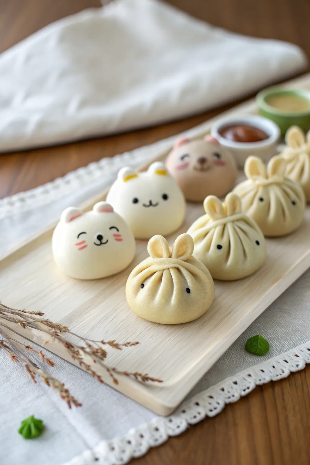 Creamy dumpling animals in bear, bunny, and frog shapes for the cutest kawaii clay display
