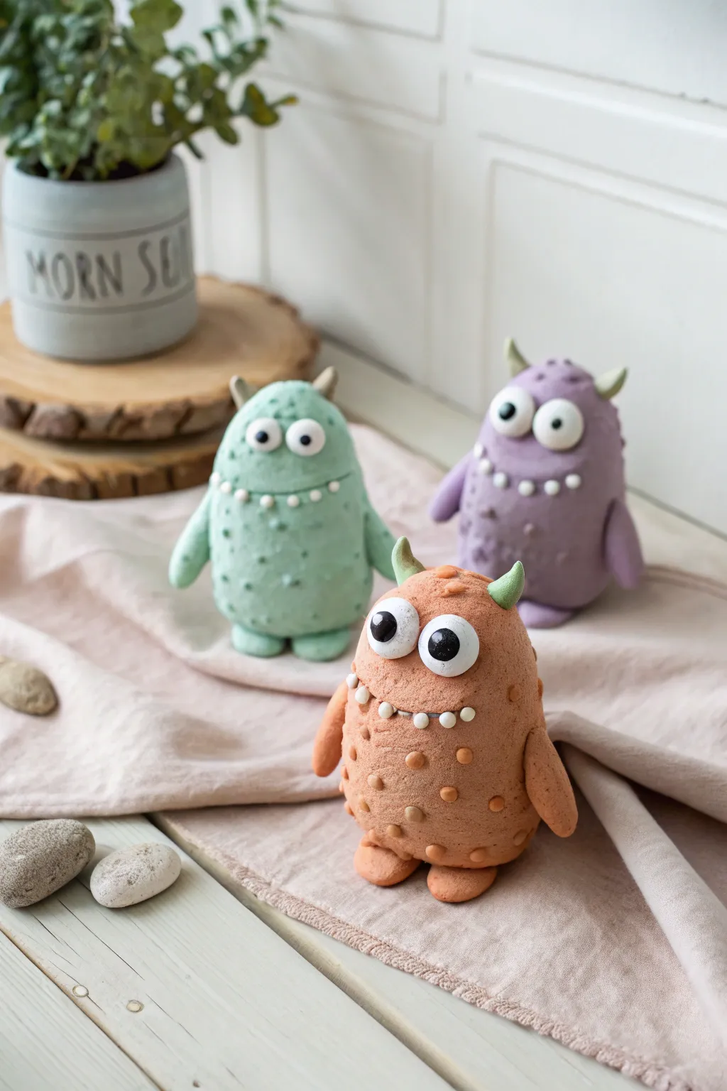 Three lovable one-eyed clay monsters prove kid mistakes can become the cutest details