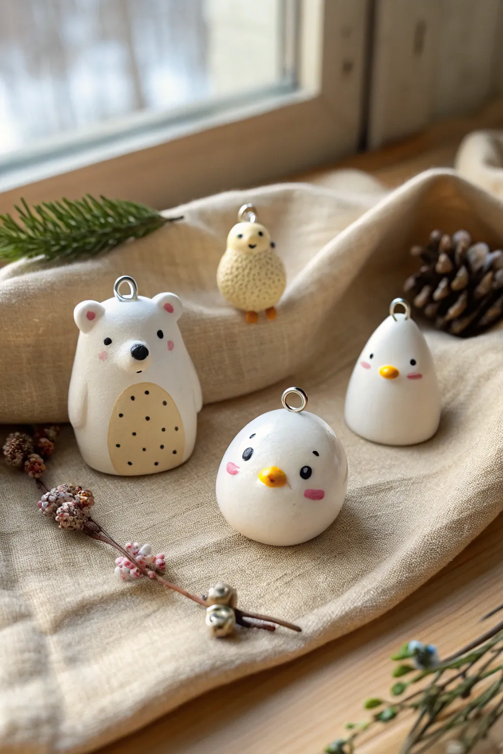 Adorable porcelain animal charms with big heads and tiny bodies, simple and sweet to make
