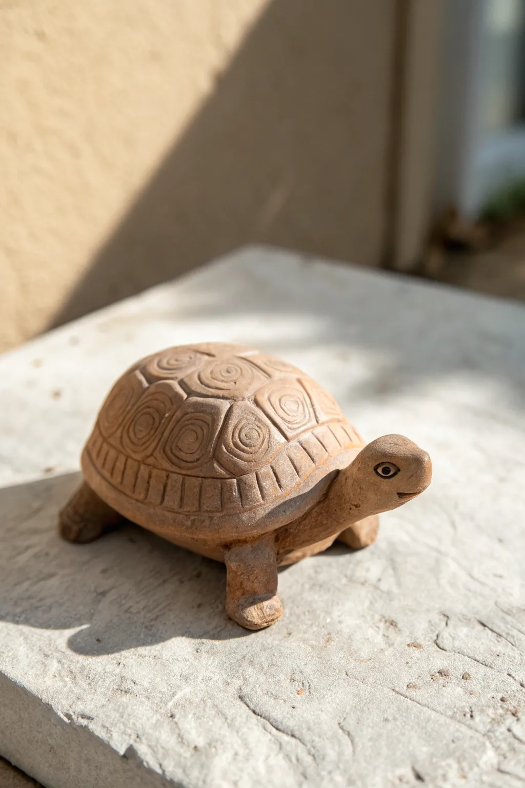 Simple clay turtle with disc shell, minimalist boho styling, perfect beginner sculpture idea.