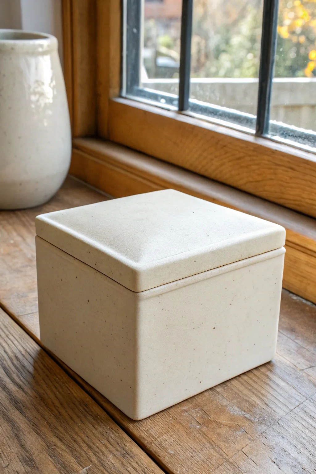 Crisp beveled-corner slab box with sharp seams and minimalist, pro-looking edges