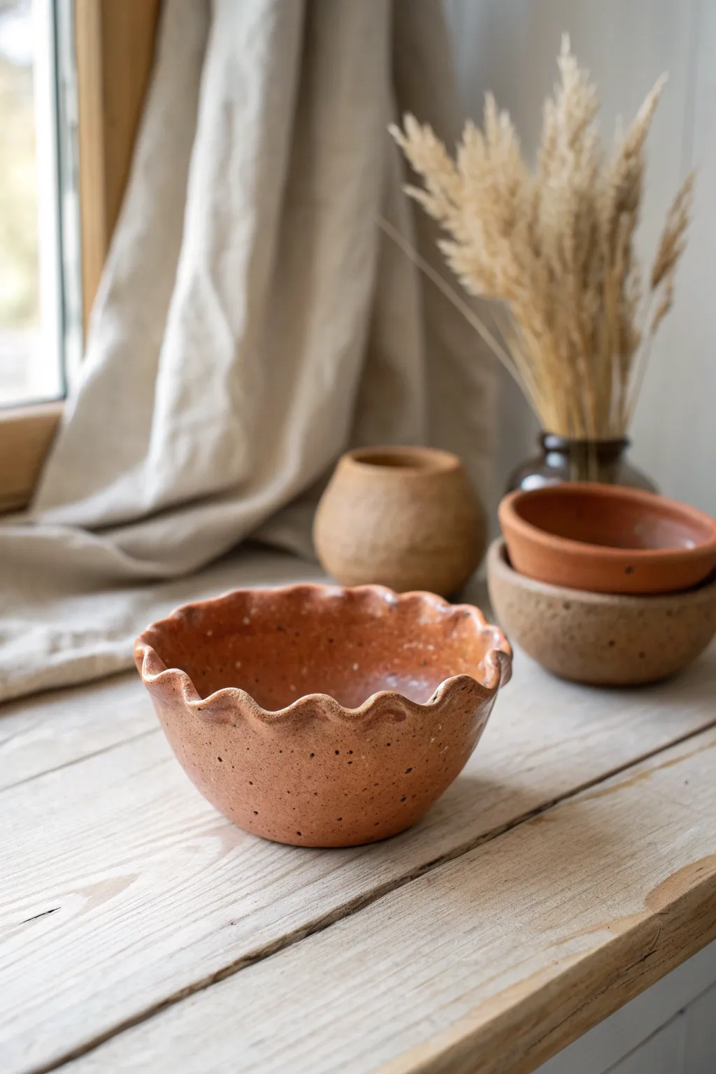 Tiny pinch pots with wavy rims, ideal for salt, coins, and everyday little treasures.