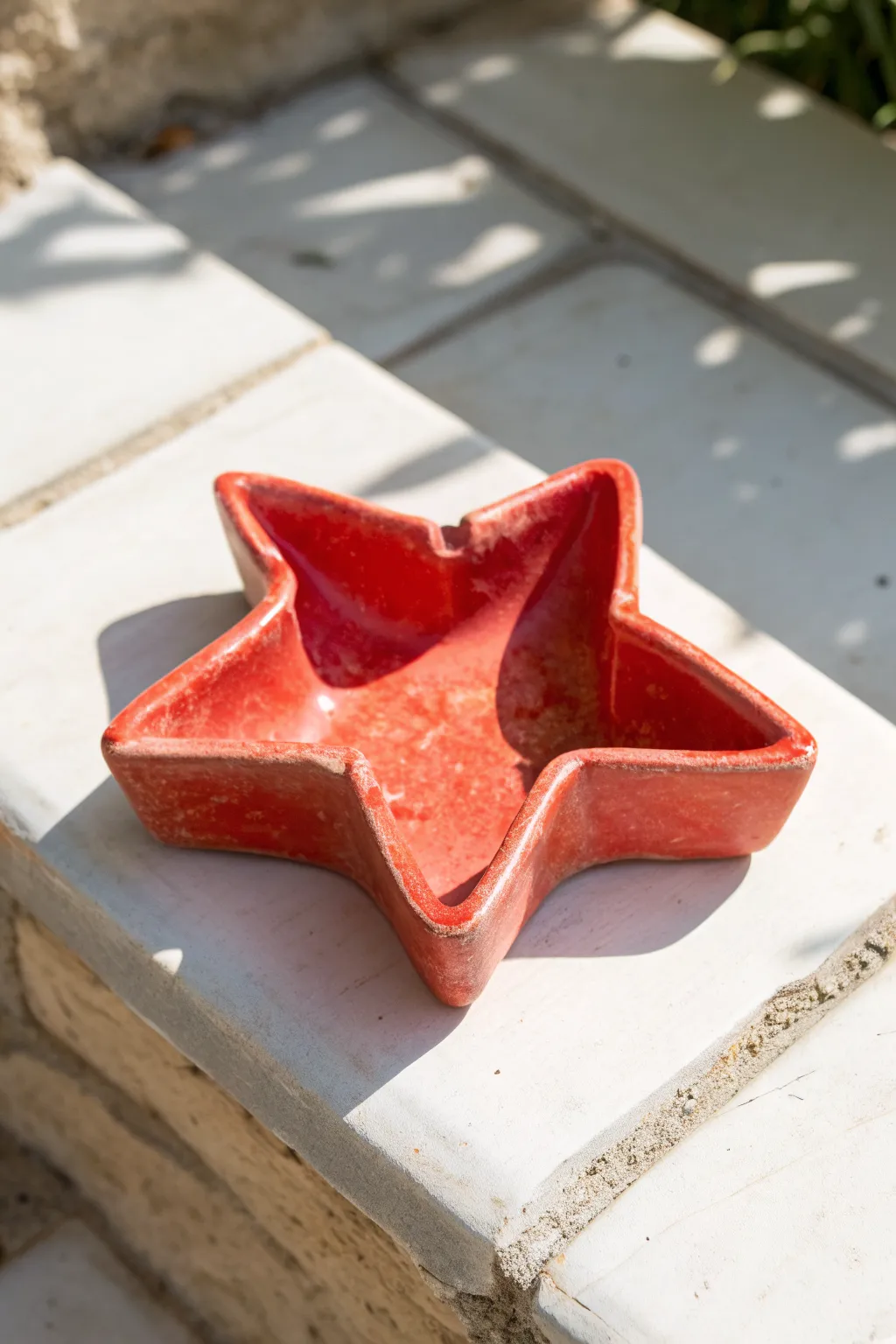 Glossy coral star-shaped ash tray with handmade points—minimal, bold, and beautifully functional.