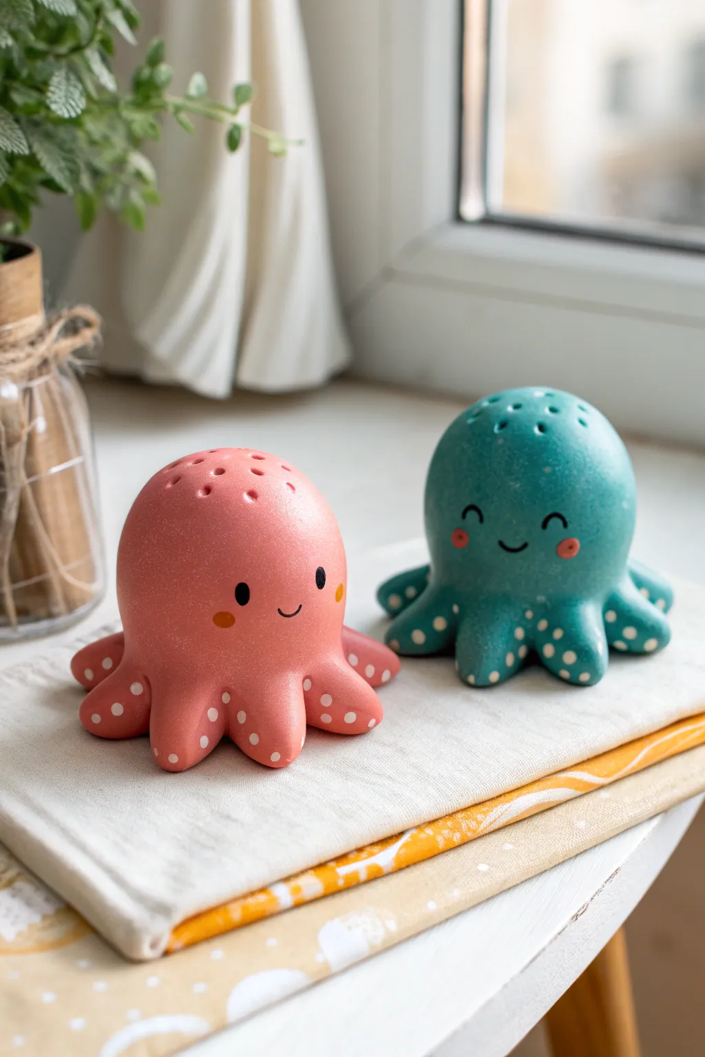 Chubby octopus duo with different moods, an easy and funny clay date challenge to make together