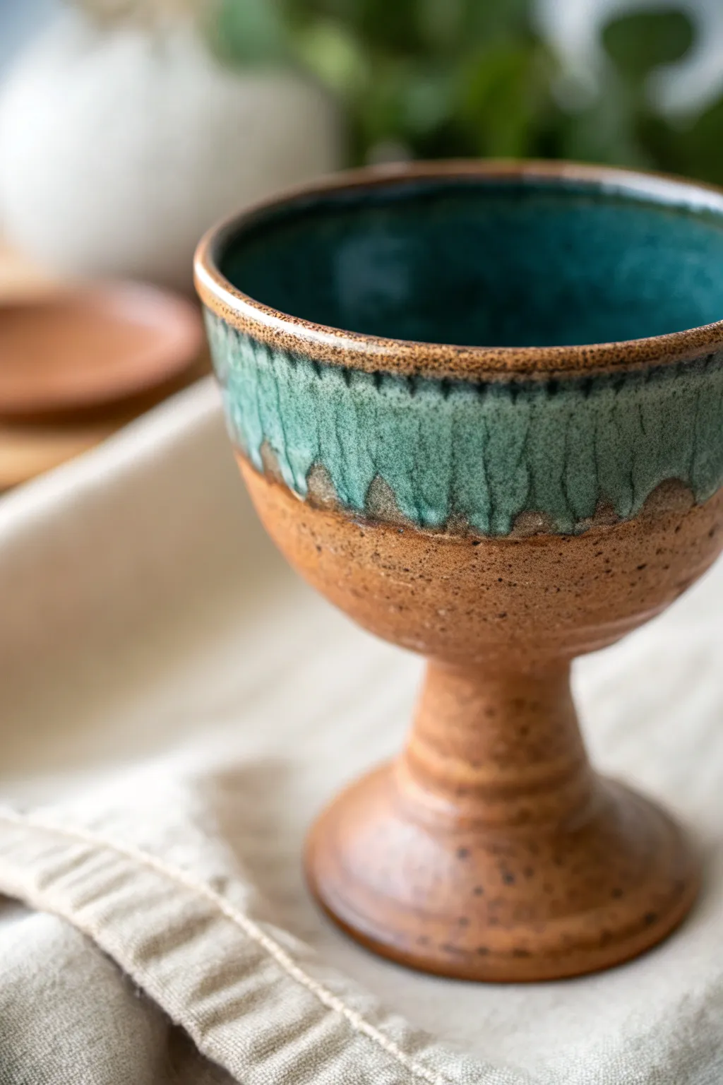 Thin, refined goblet lip for a comfy sip, highlighting smooth curves and bold glaze contrast