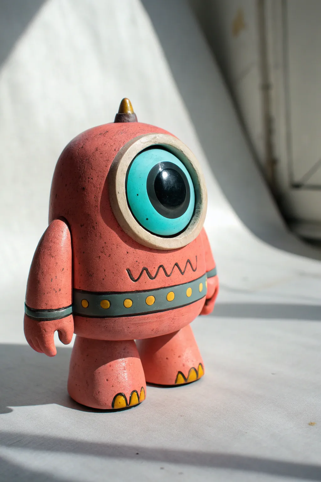 Meet the one eyed cyclops robot, a cute clay companion with bold color and minimalist charm.