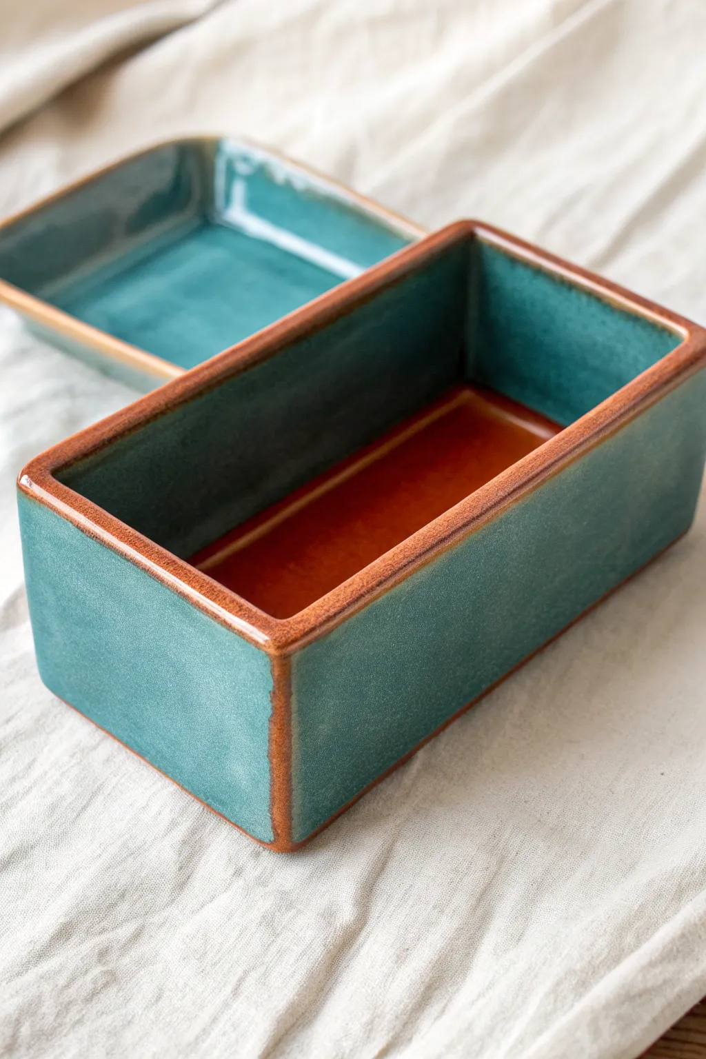 Matchbox-style slab container: sliding tray and sleeve with bold color contrast, minimalist and boho.