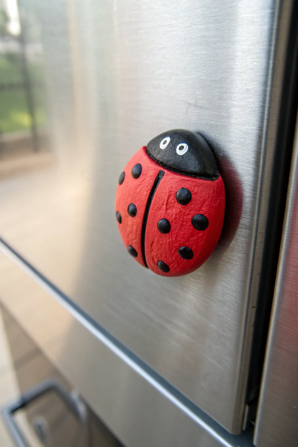 Bright ladybug clay magnet with playful pops of color, perfect for easy kid-friendly decor