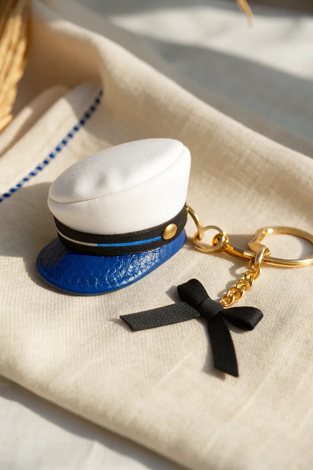 Cute sailor duck hat charm in crisp white and bold blue, a simple Disney-inspired clay idea
