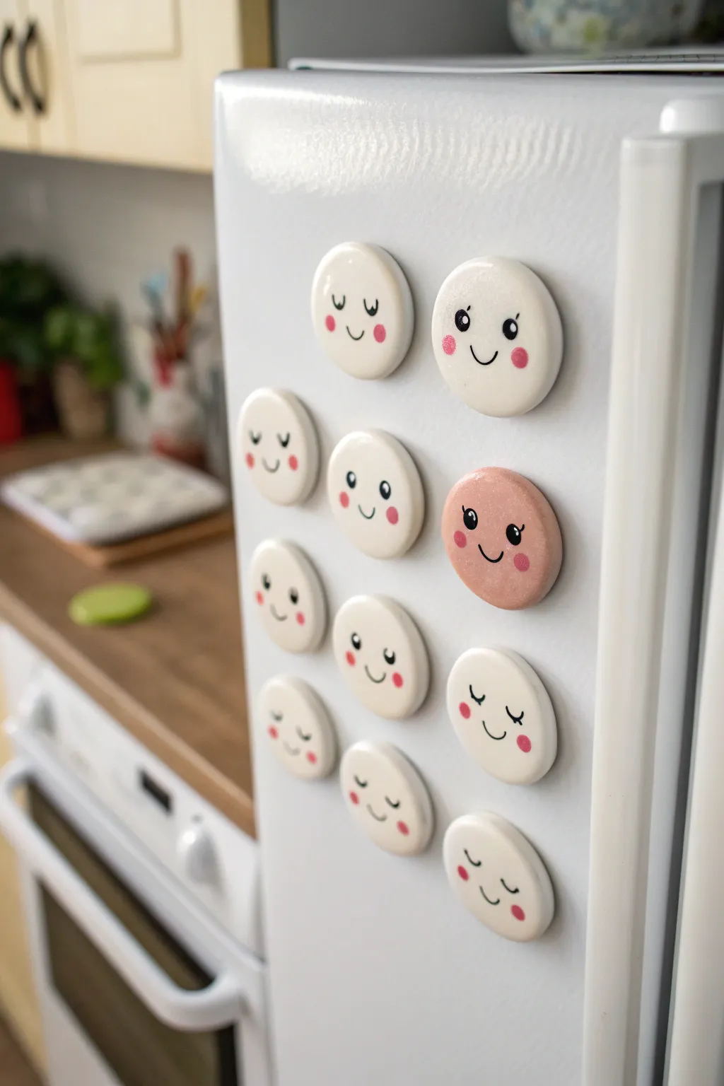 Sweet clay face magnets in cozy pairs, a simple date-night project with bold minimalist charm.