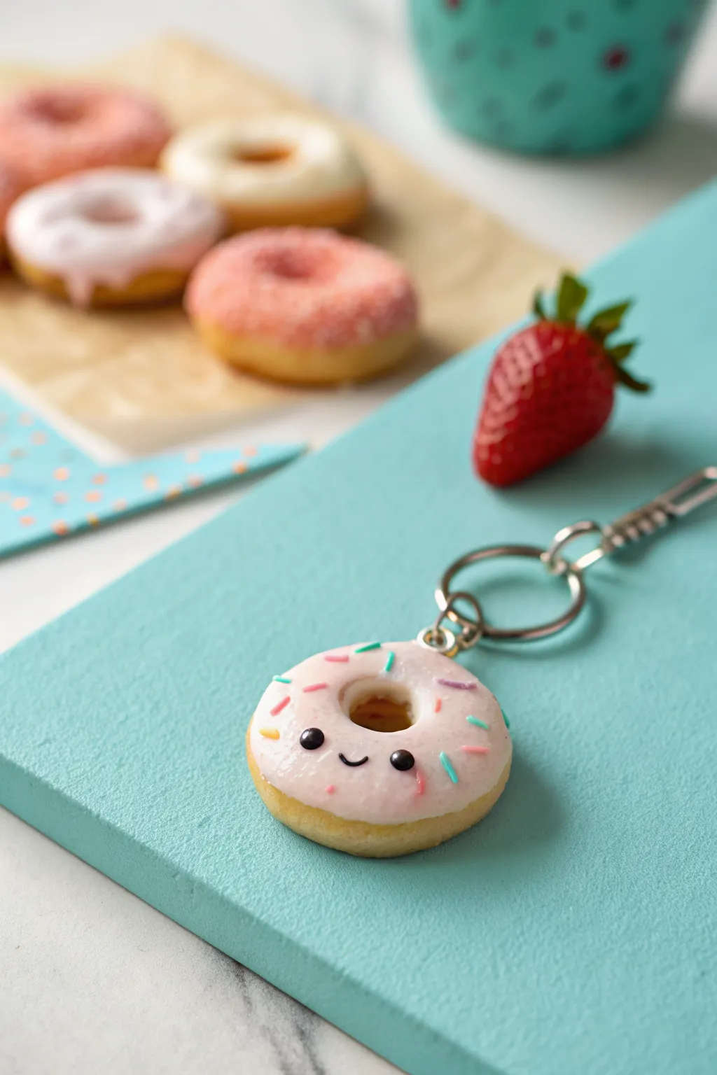 Adorable mini food clay charms with sweet faces, an easy beginner project for cute accessories.