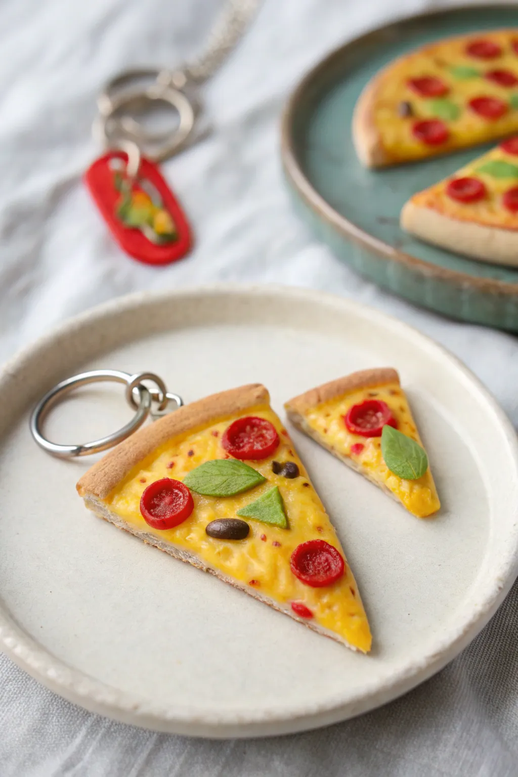 Make adorable mini pizza slice clay charms kids will love, with simple toppings and bold colors.