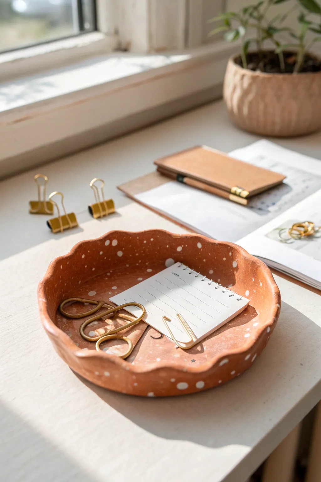 Tiny speckled catch-all tray for clips and studs—minimal, boho, and beautifully handmade.