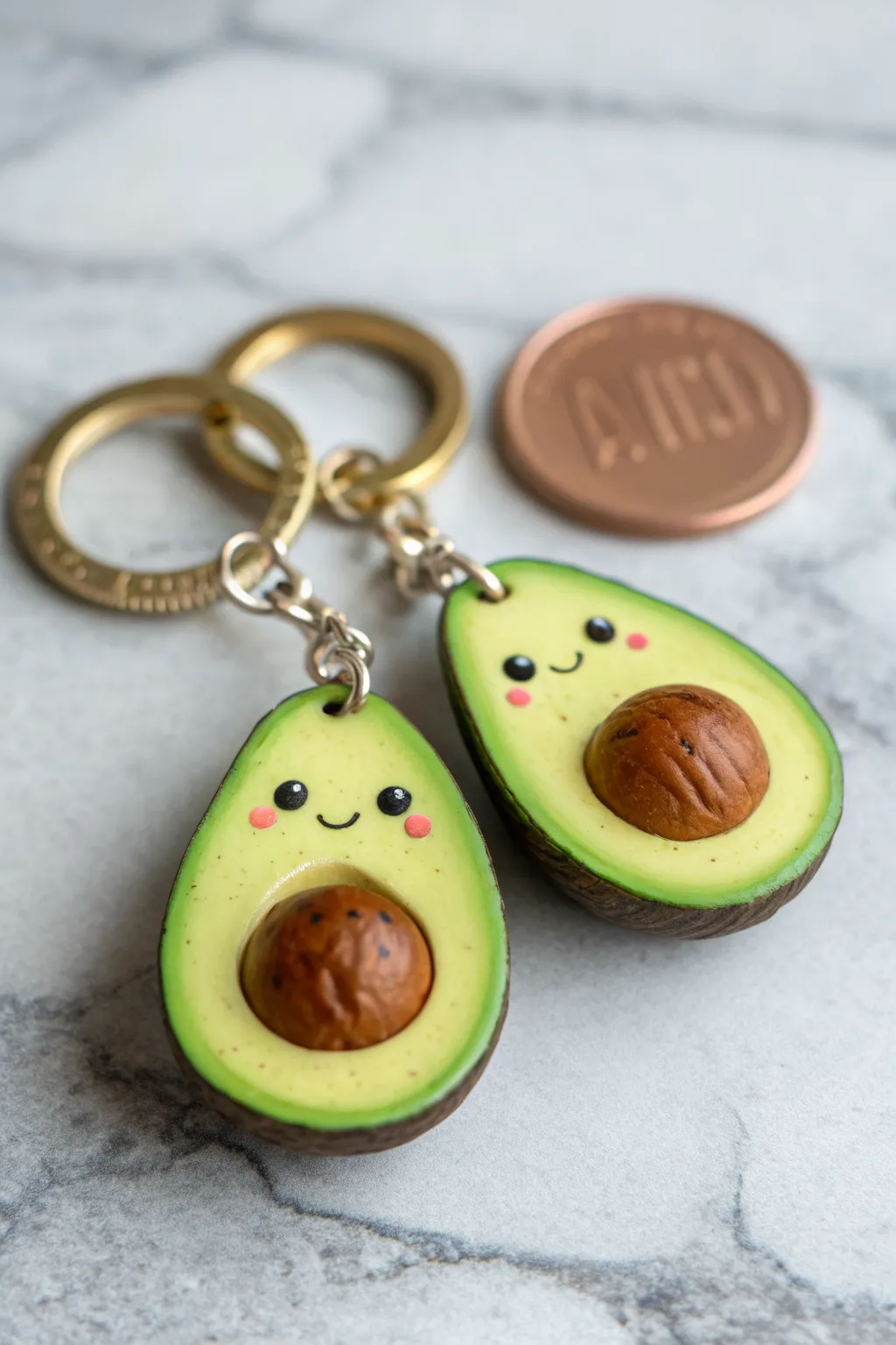 Best friends avocado clay keychains, minimalist faces and bold color, an easy handmade gift