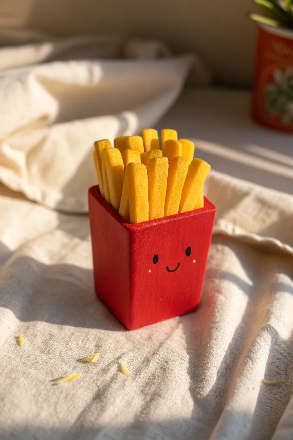 Adorable mini clay fries in a tiny red carton, perfect beginner project with big charm