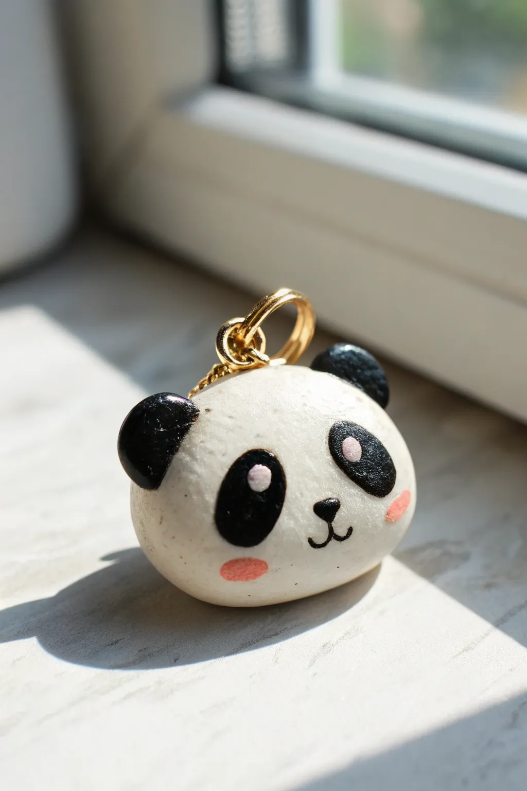 Tiny panda head polymer clay charm, minimalist and cute, a perfect step by step modeling clay idea