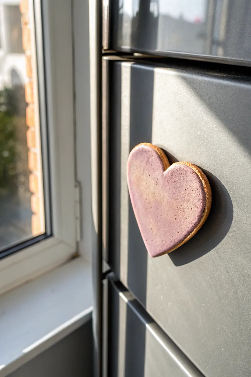 Sweet pastel heart clay magnet, minimalist and handmade, adding a soft boho pop to your fridge.