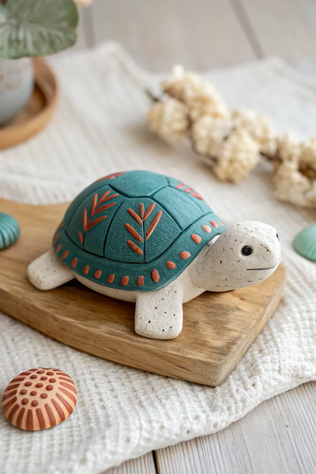 Ball-and-coil clay turtle with easy pressed shell texture, a kid-friendly mini parade idea