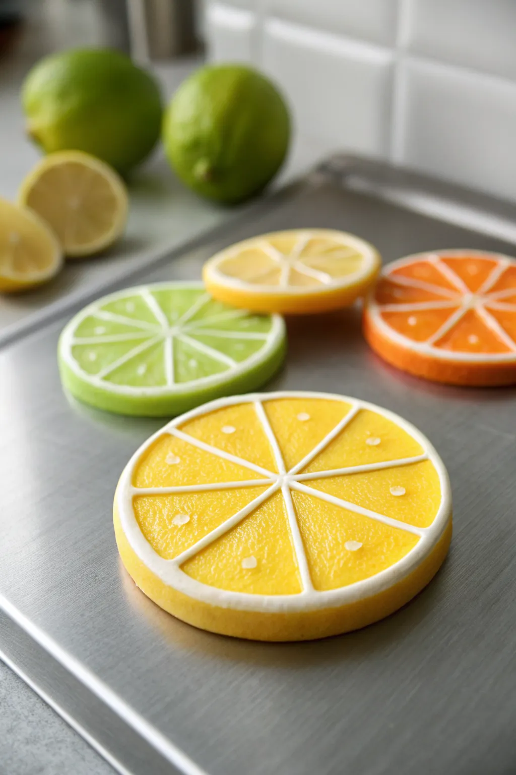 Summery citrus slice clay magnets with bold color and clean segments, perfect for a fresh kitchen pop.