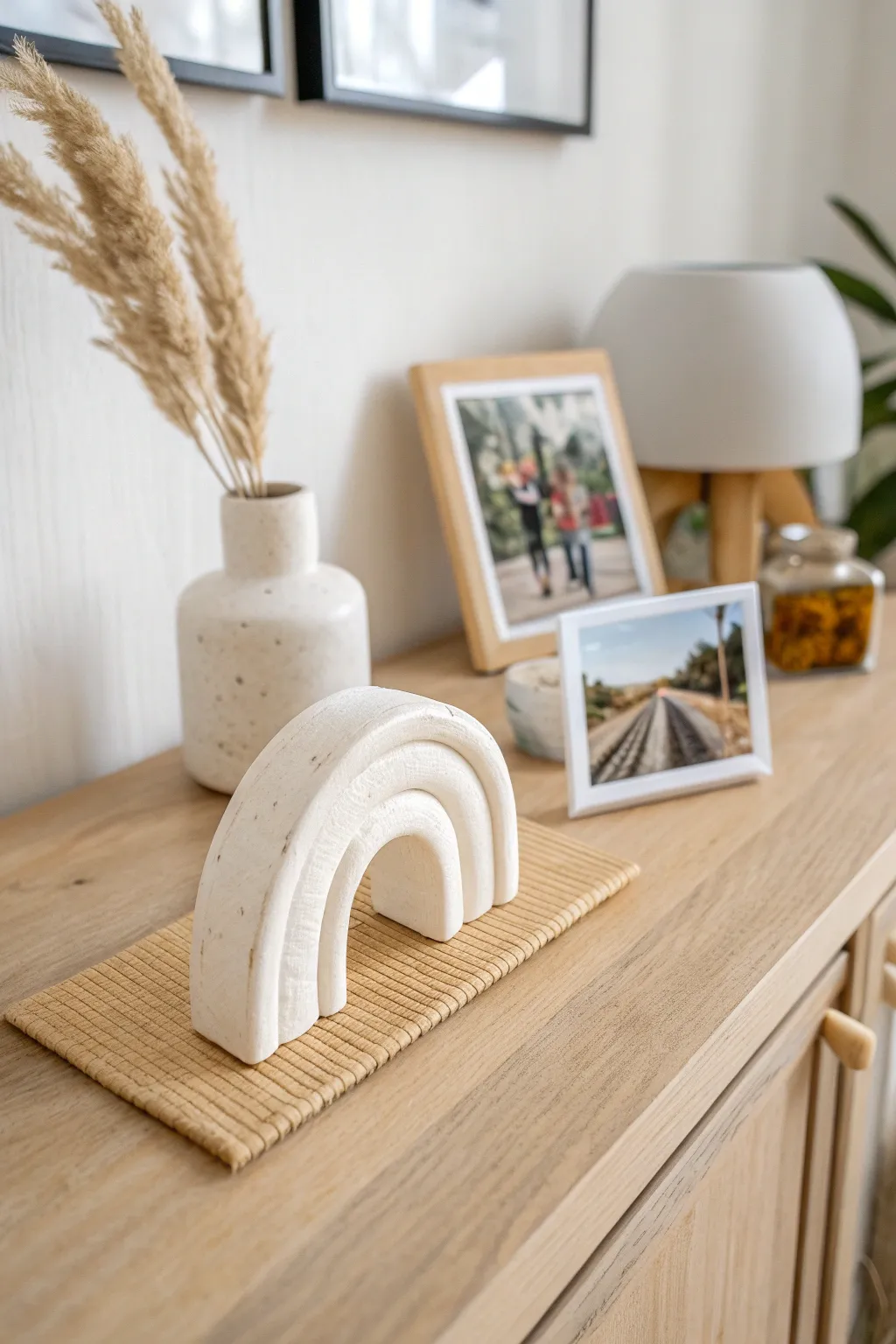 Minimal air-dry clay photo holders to display a favorite date-night snapshot with soft evening glow