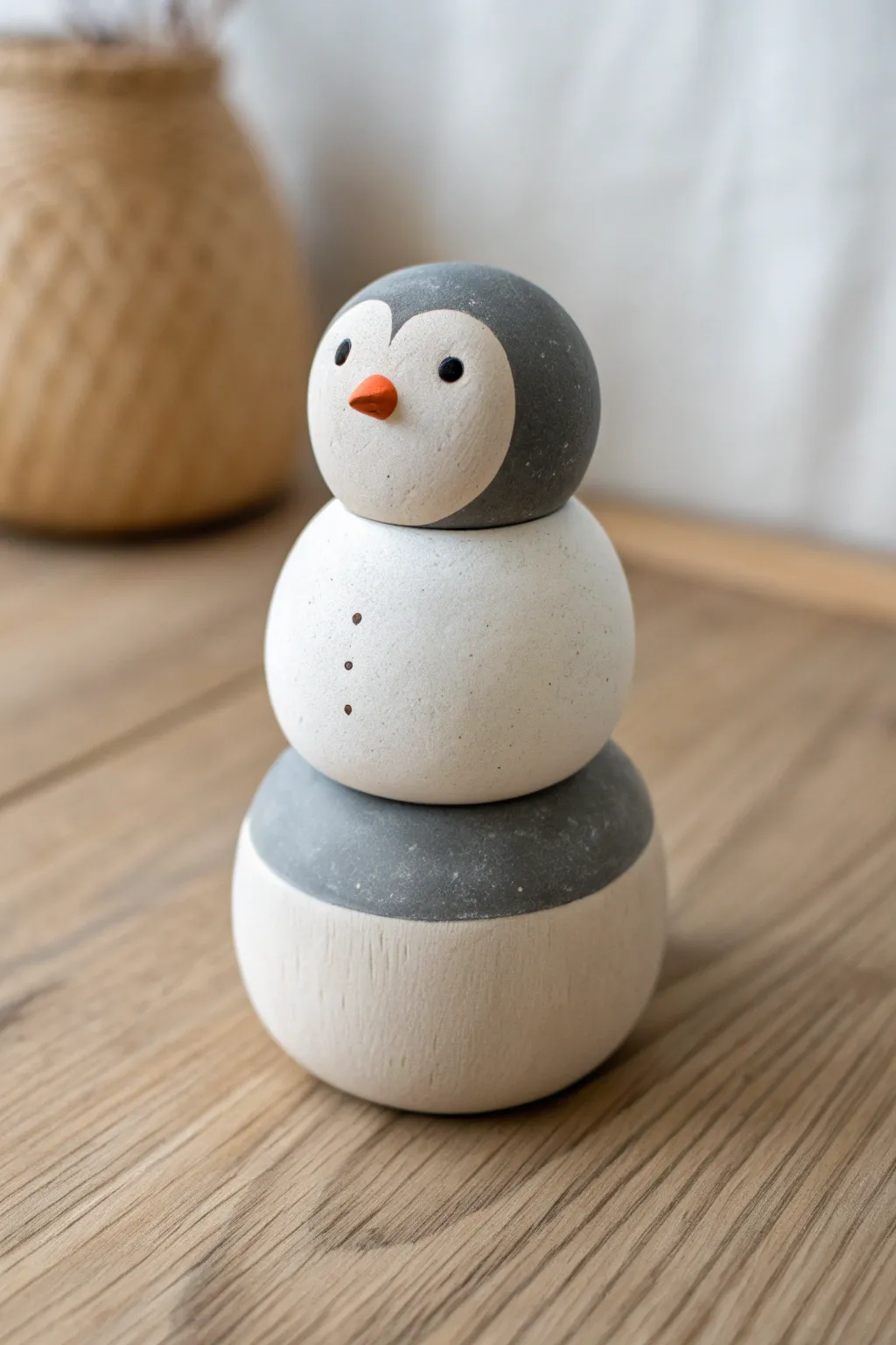 Mini sphere penguin: an easy beginner clay idea with clean shapes and cozy Nordic charm