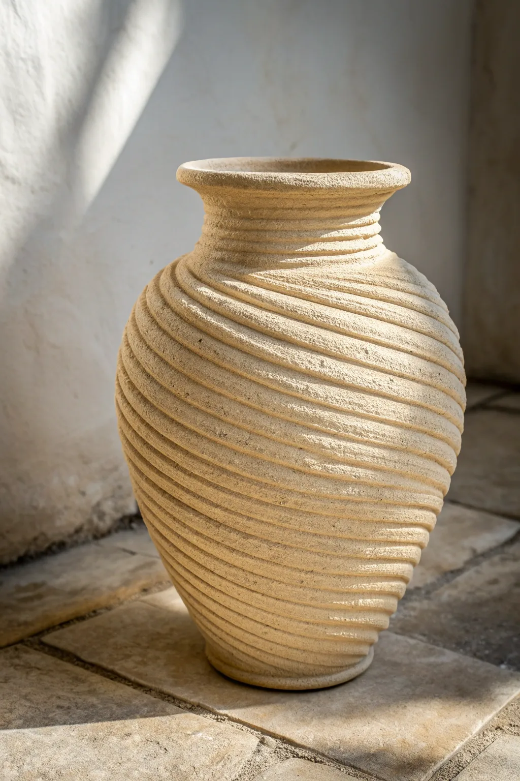 Coil-built sculptural vase with a wavy rim—minimal, boho-leaning, and full of texture.