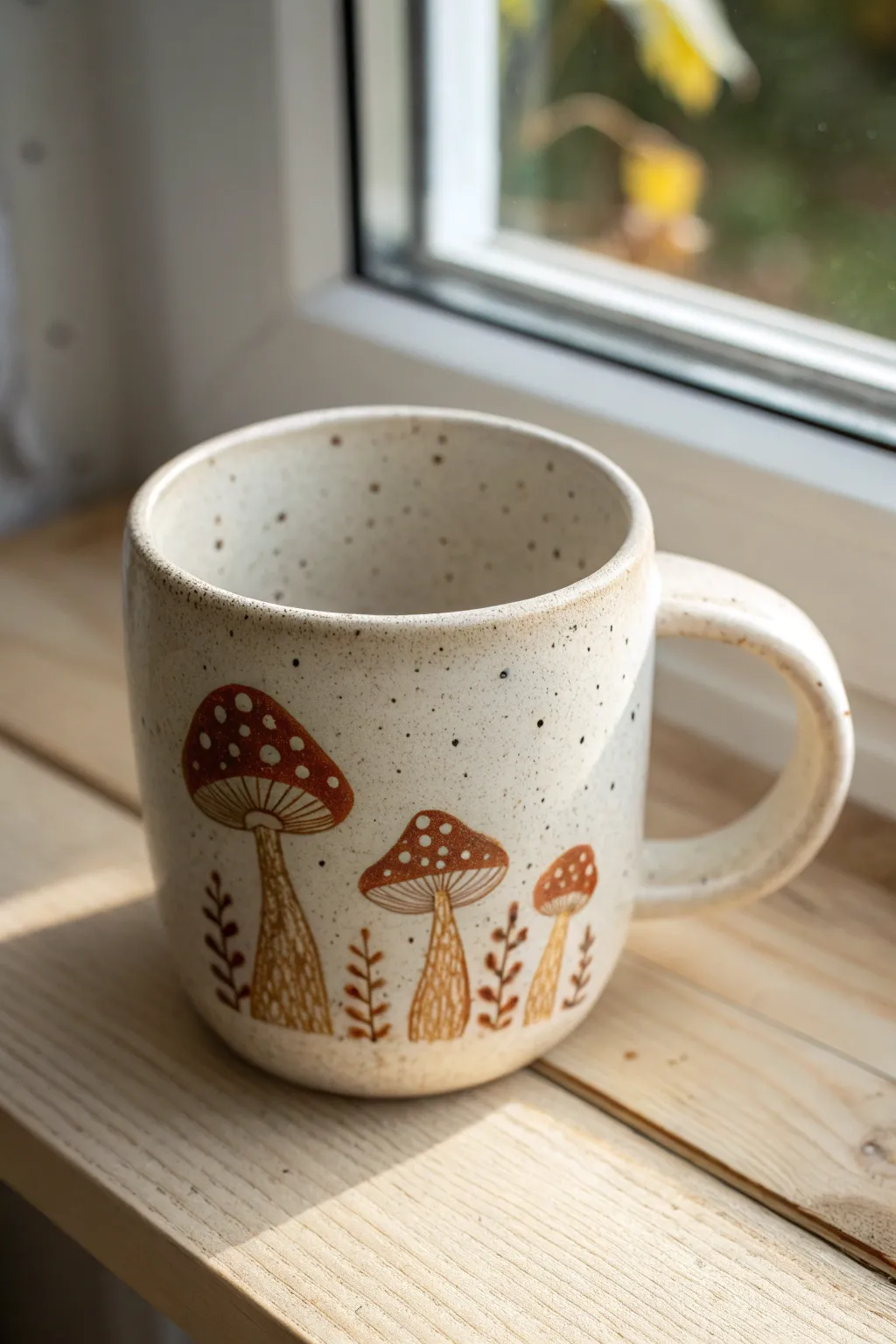 Cozy mushroom cluster cottage cup in earthy tones, simple handmade charm for your next clay idea.