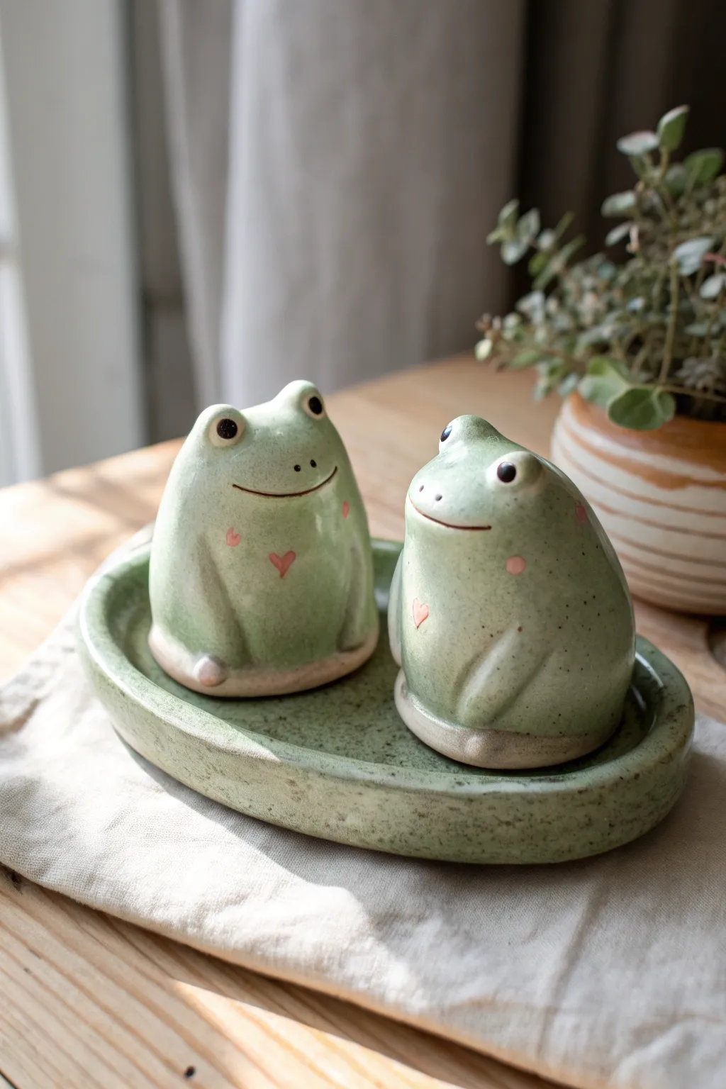 Complementary critter minis: a sweet frog duo that makes the cutest clay date keepsake.