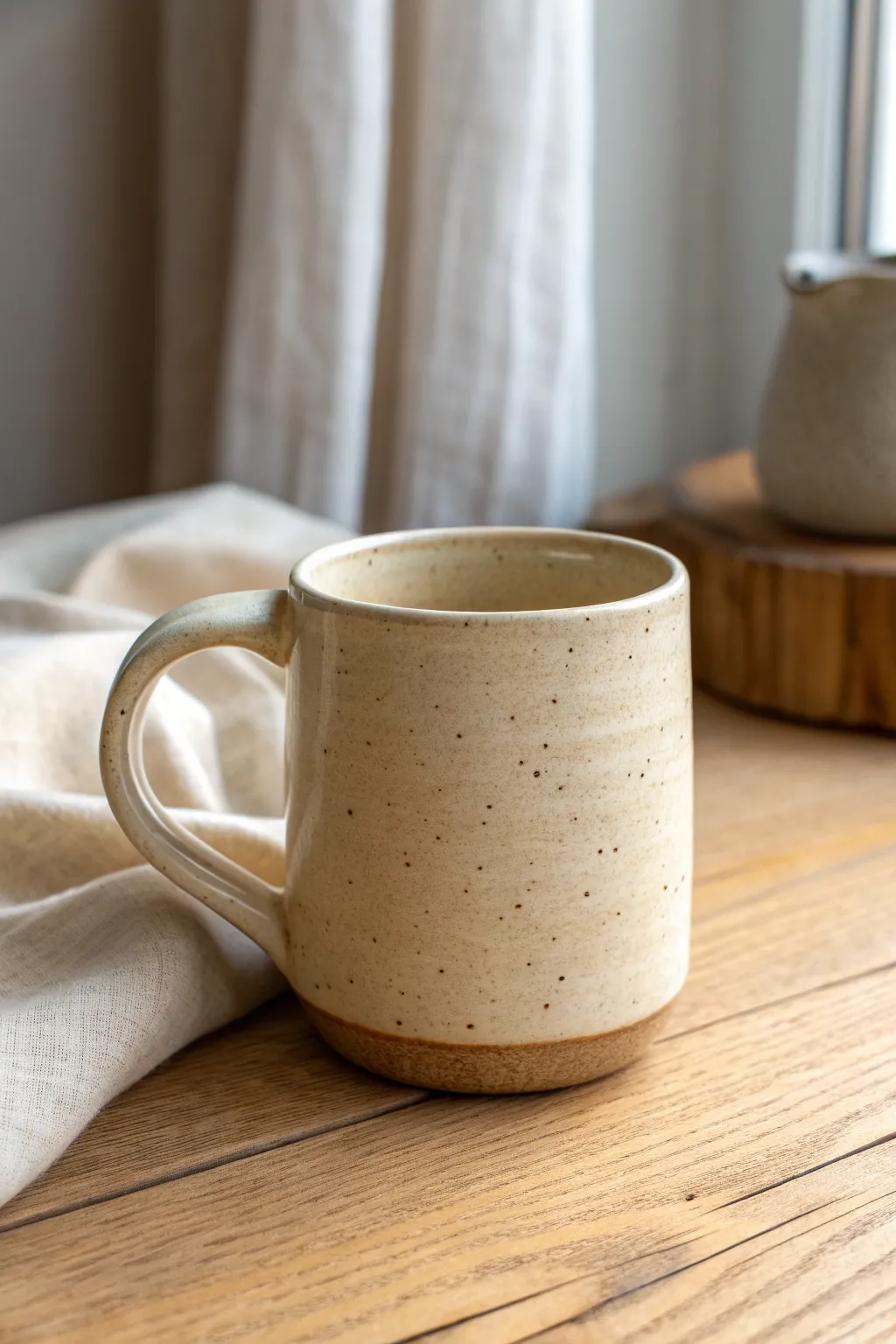A simple clay mug handle with a comfy thumb rest for better grip and everyday comfort.
