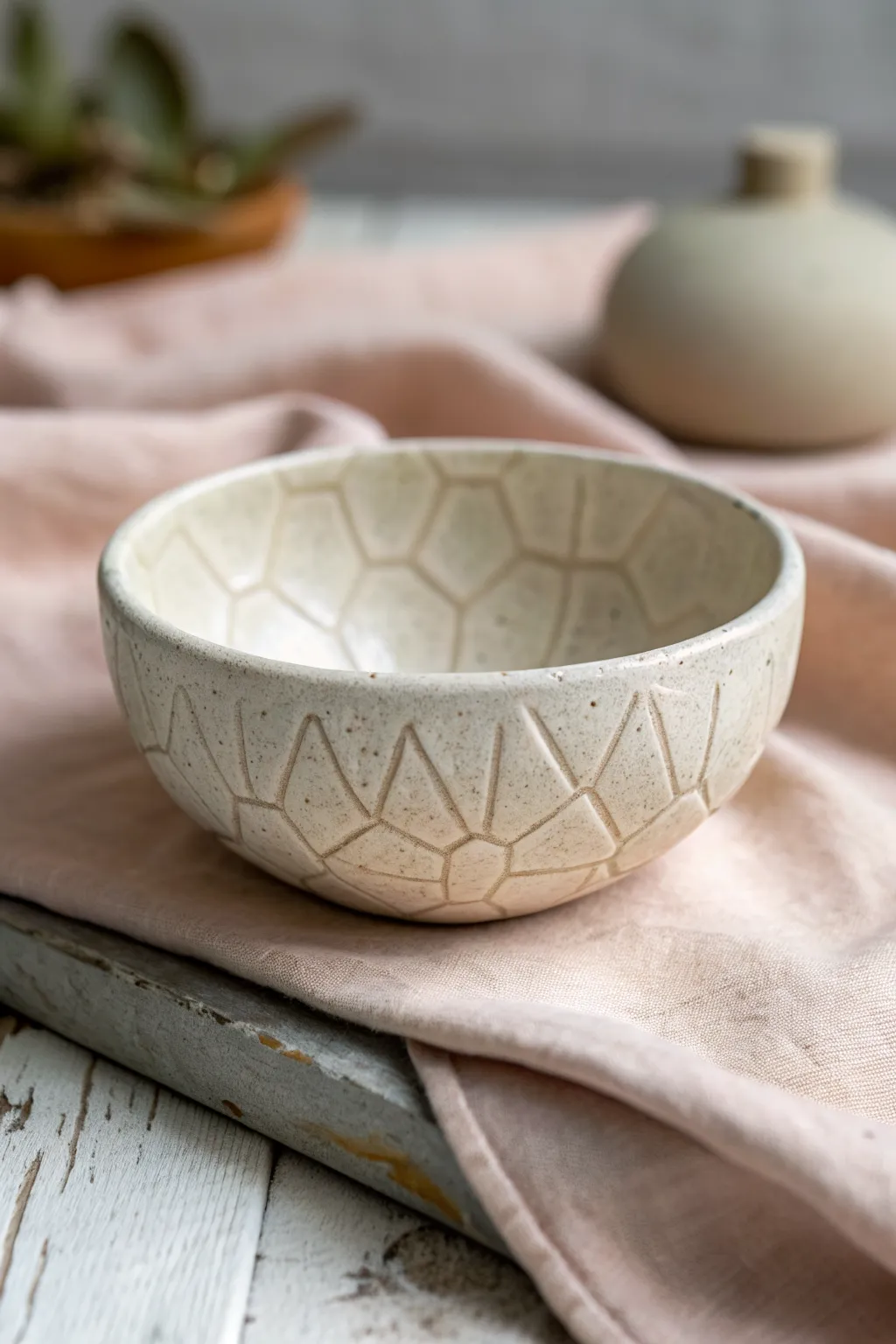 Sweet low-slung turtle pinch pot bowl with simple shell lines, perfect for tiny treasures.