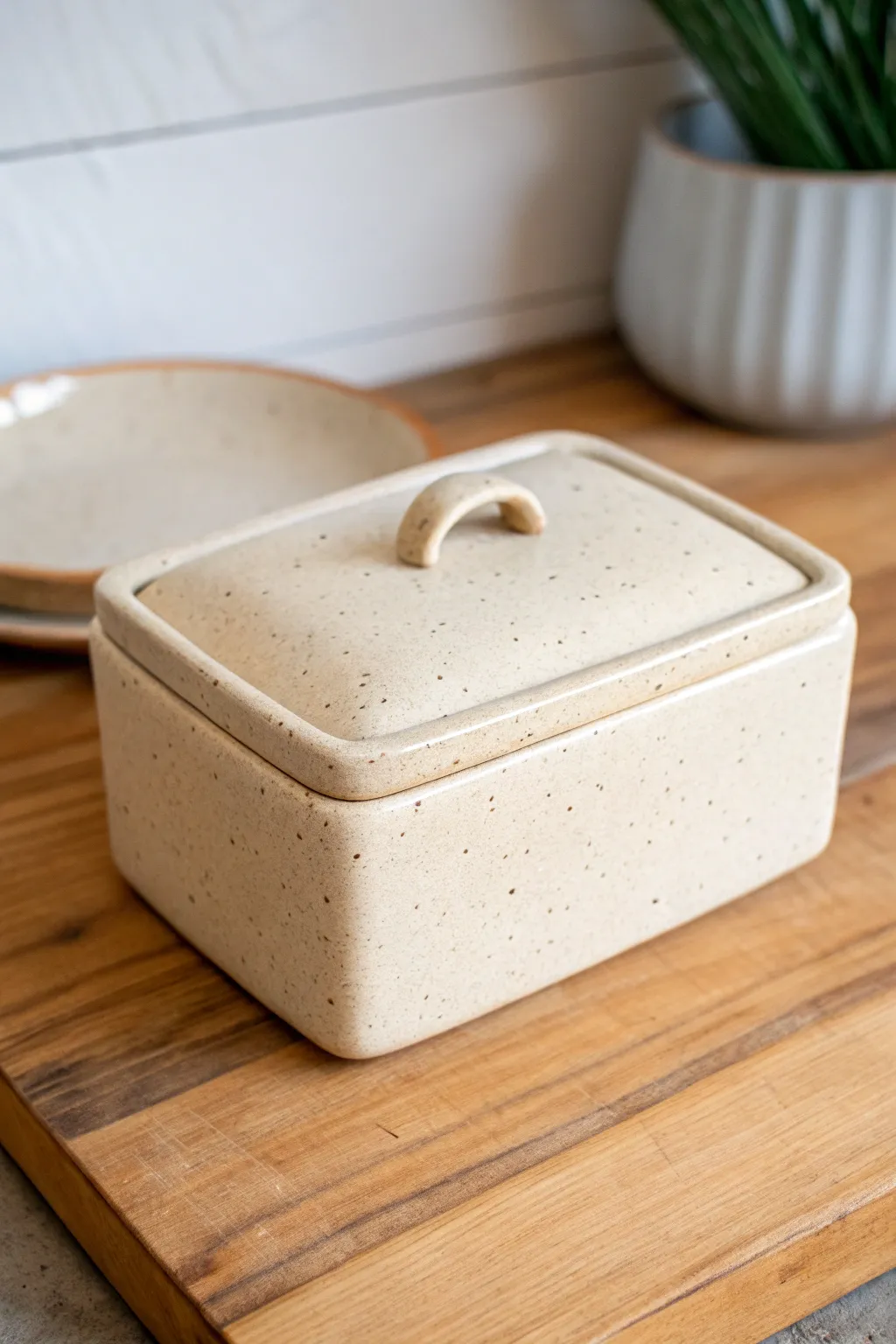 Minimal slab box with a snug flanged lid and simple thumb notch for effortless opening