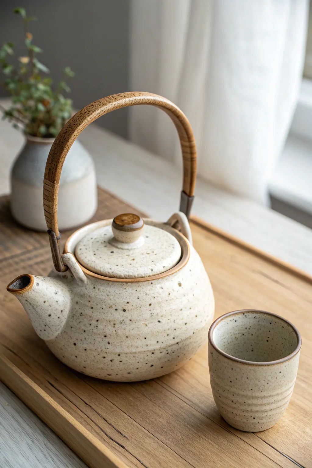 Short, stubby spout teapot for a clean pour, styled simply for calm everyday tea moments