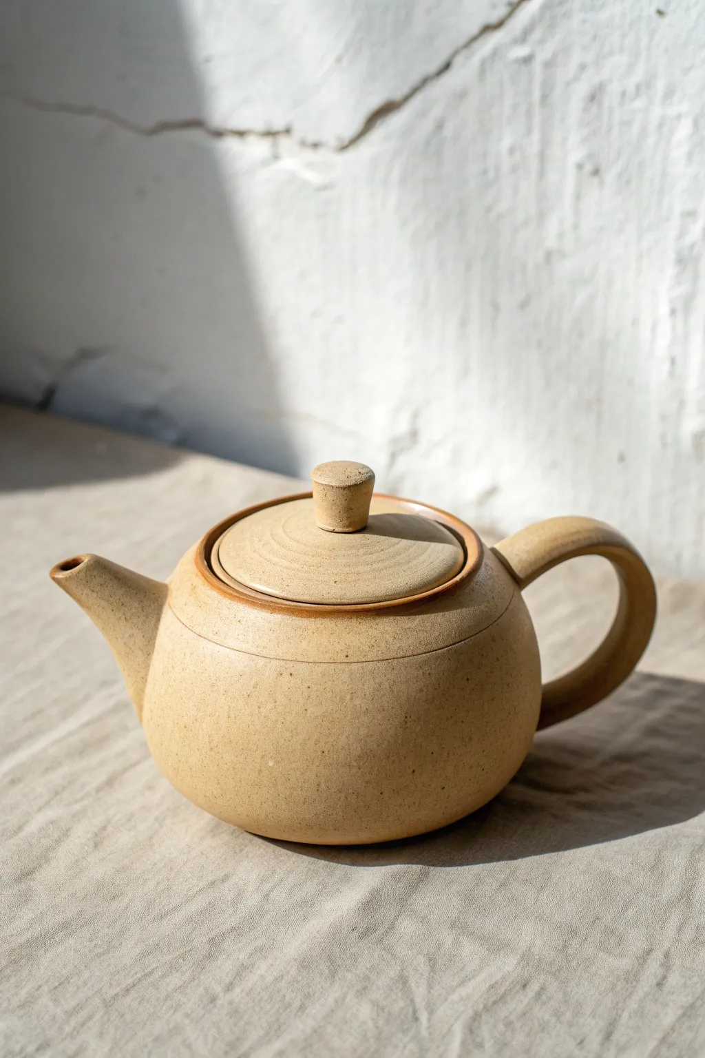 Simple domed clay teapot lid with tiny knob, minimalist finish and perfect fit for beginners