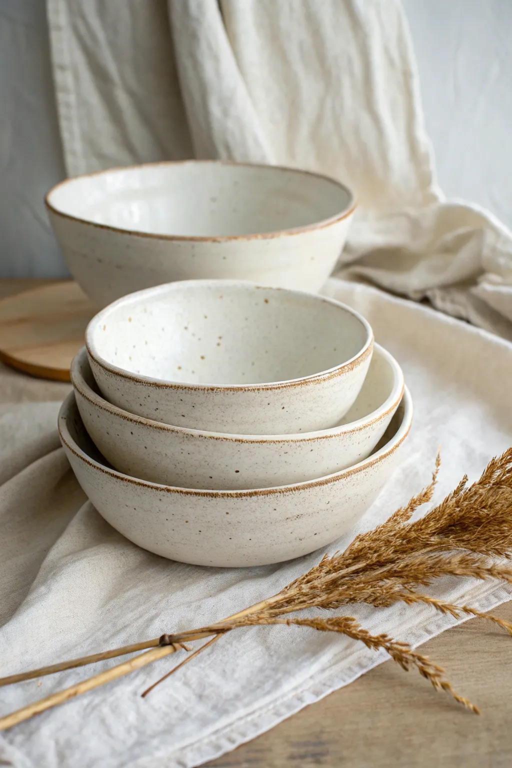 Nesting handbuilt bowls in matching glaze, simple, calm, and beautifully imperfect