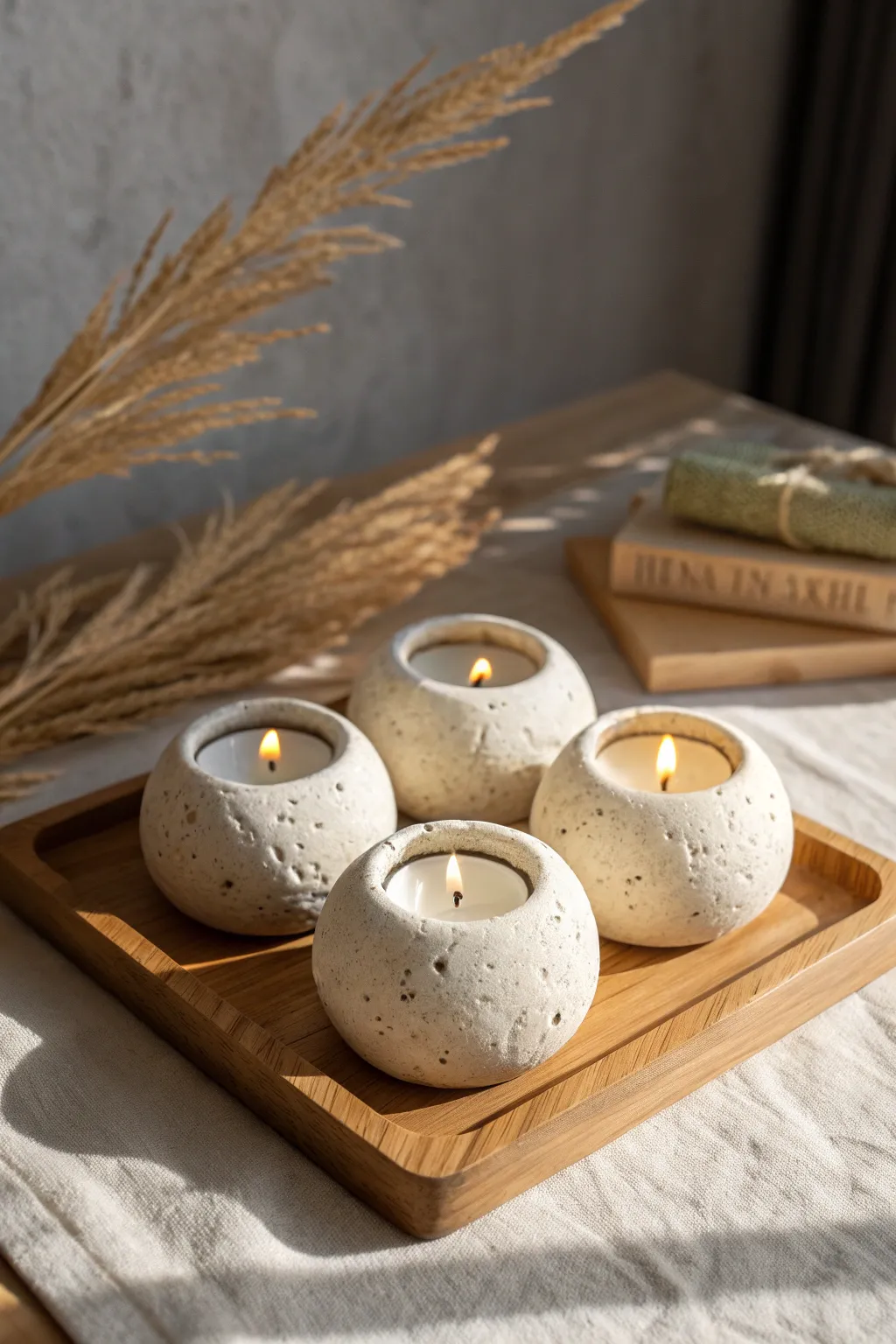 Thumb-pressed tealight holders in soft clay tones, minimalist and cozy for effortless decor