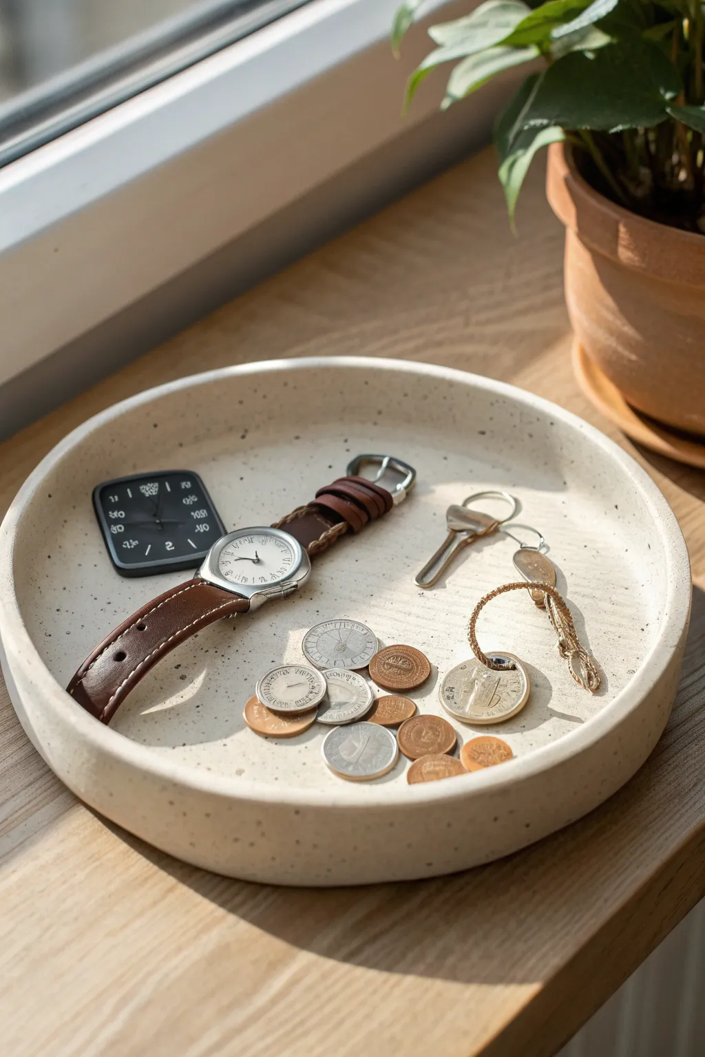 A clean handmade pocket tray for dads everyday essentials, minimal, warm, and beautifully practical