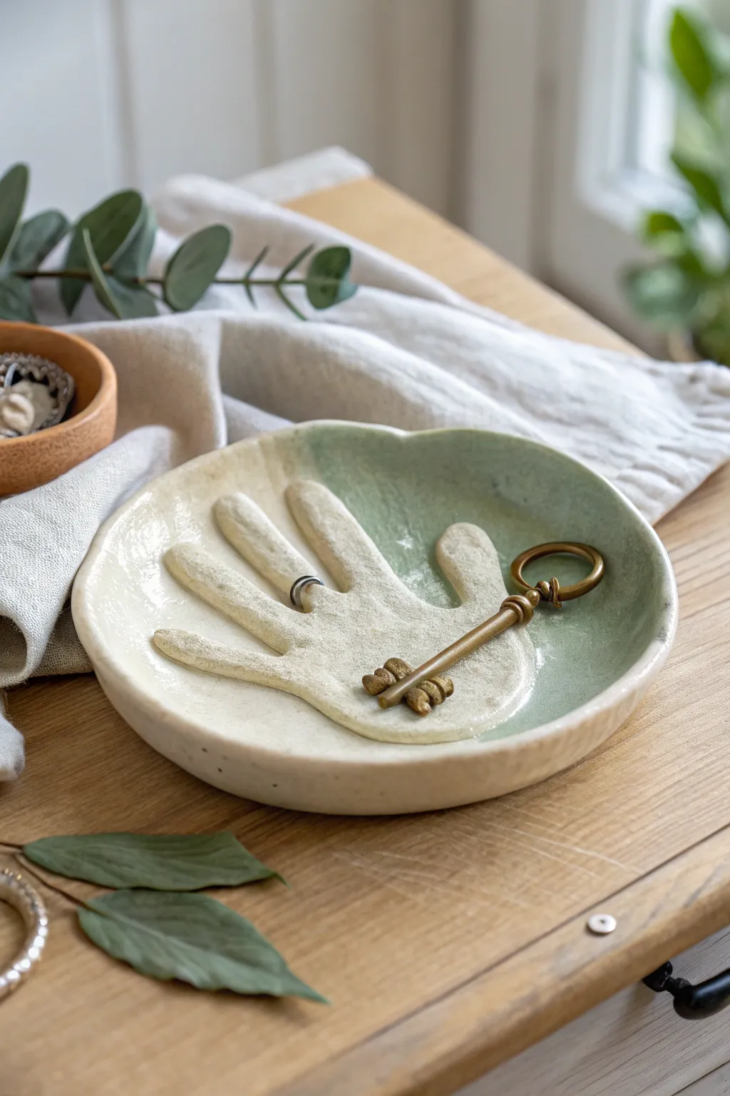 Sweet air dry clay handprint dish with soft colors, a simple keepsake kids can actually use.