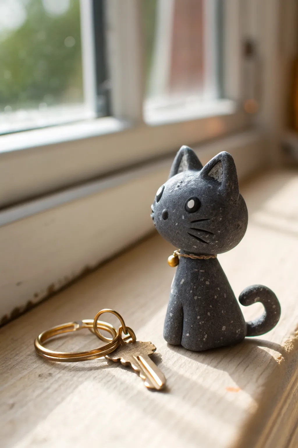 Sweet mini polymer clay cat keychain charm to add a handmade touch to your everyday carry.