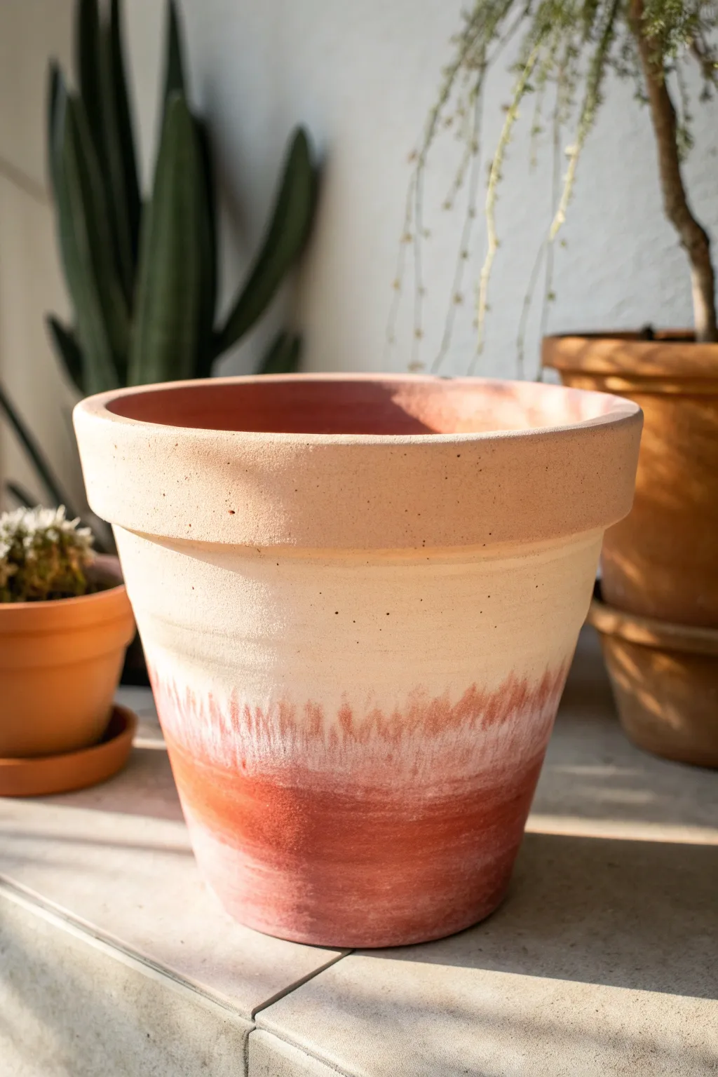 Soft ombre clay pot painting idea: a simple gradient finish that feels calm, modern, and handmade.