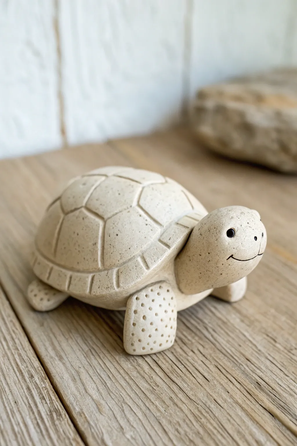 Chubby little clay turtle with simple stamped texture, a sweet minimalist buddy for beginners