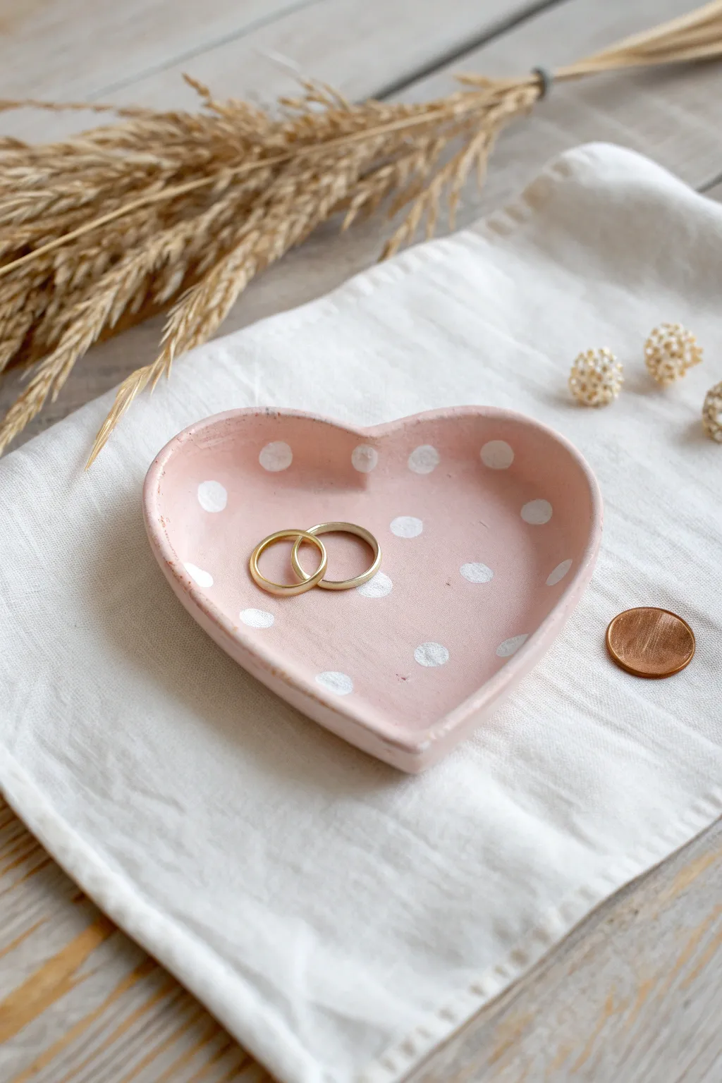 Sweet heart trinket tray kids can make with air dry clay, perfect for rings and coins.