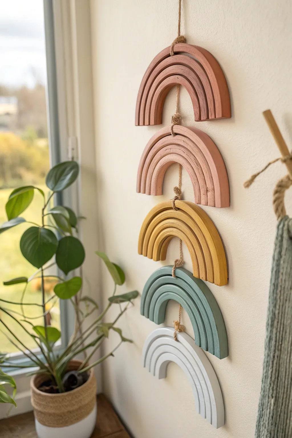 Make a simple air dry clay rainbow tile hanging that brightens any kids room in minutes.