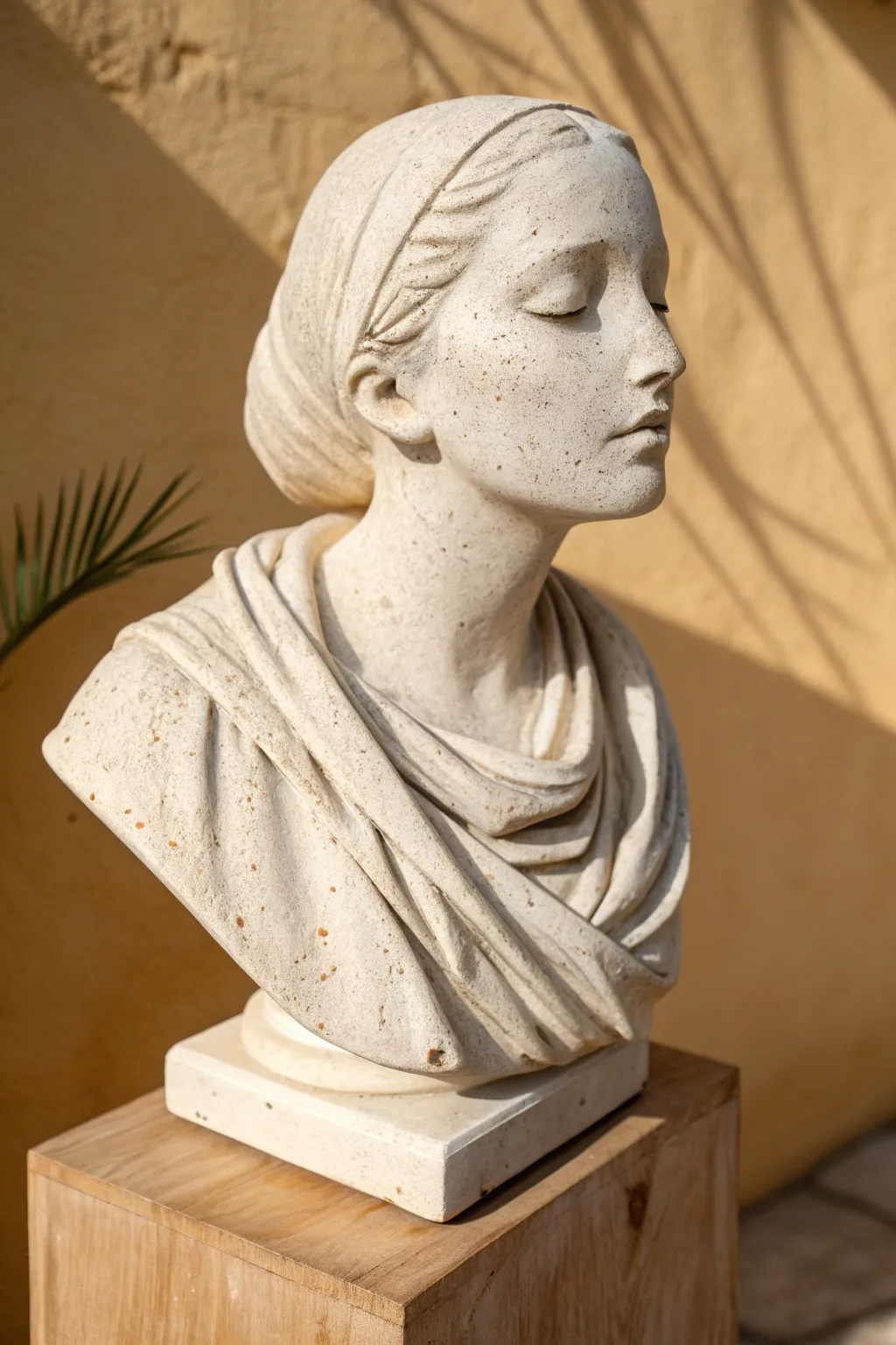 Minimal ceramic bust with softly draped shoulders, a calm boho touch for your shelf.