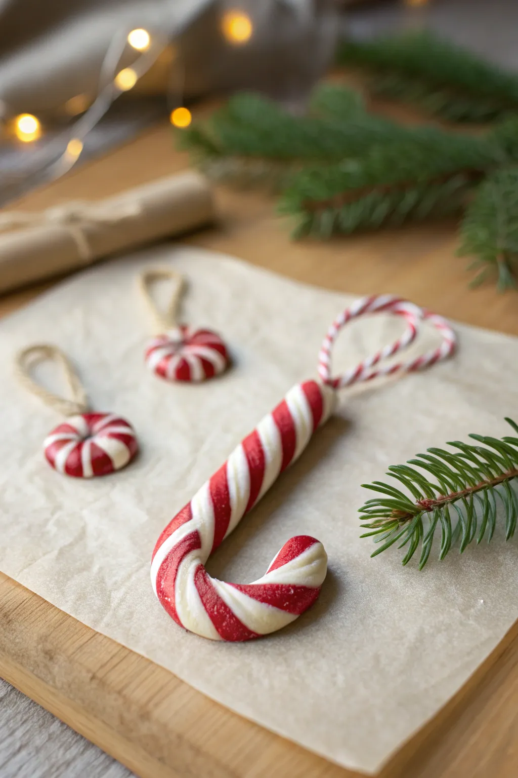 Sweet Candy Cane Twist minis in clean red and white, perfect for simple handmade ornaments
