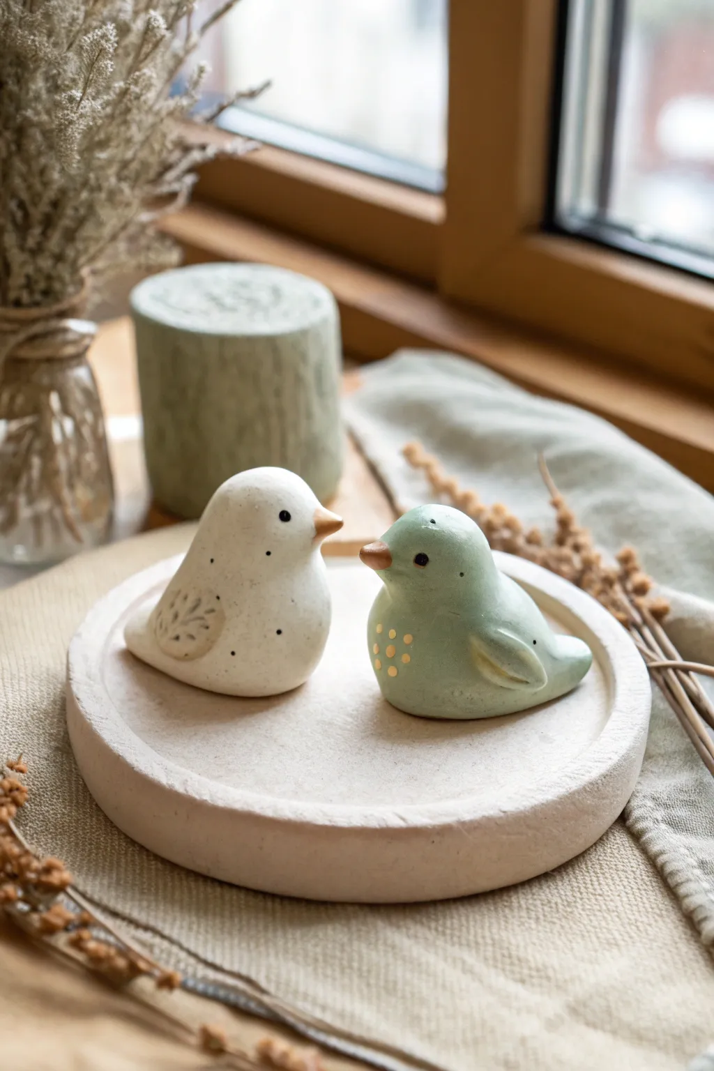 Tiny chibi animal face-off in clay: duck vs frog, a cute beginner-friendly date challenge idea.